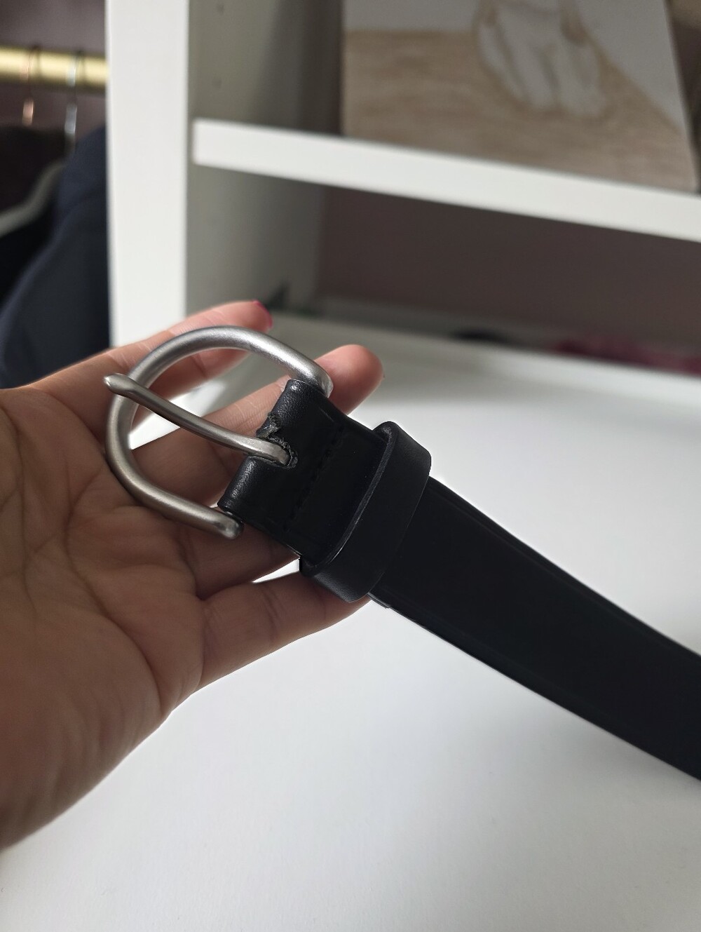 Madewell Black Leather Belt with Silver Buckle - Picture 6 of 10